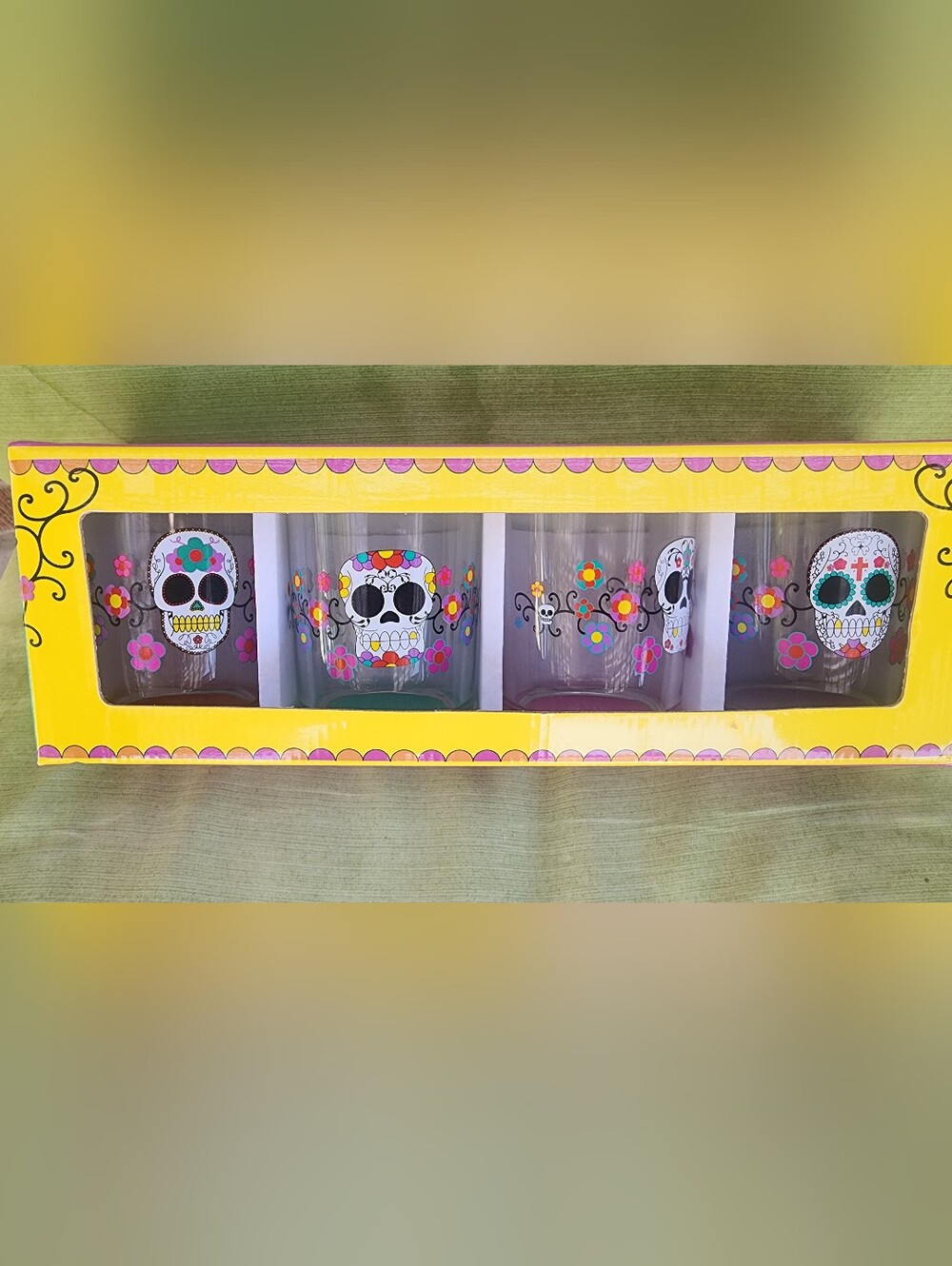 Set of Colorful Day of the Dead Skull Glasses
